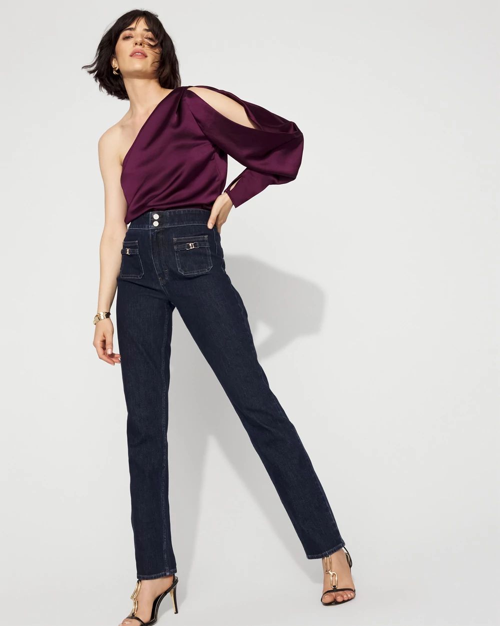 One-Shoulder Satin Blouse | White House Black Market